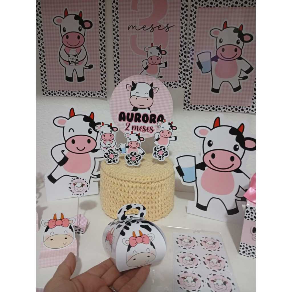 Kit Festa Vaquinha Amo tetê só um bolinho personalizado/mesversário aniversário/festa infantil.