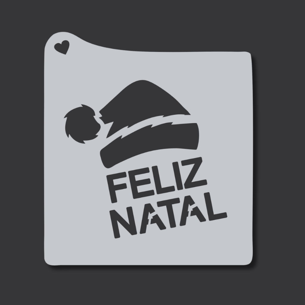 Stencil Feliz Natal Touca Papai Noel Molde Vazado 16,5 x 15 Pintura Natalina Tecido Pano Artesanato