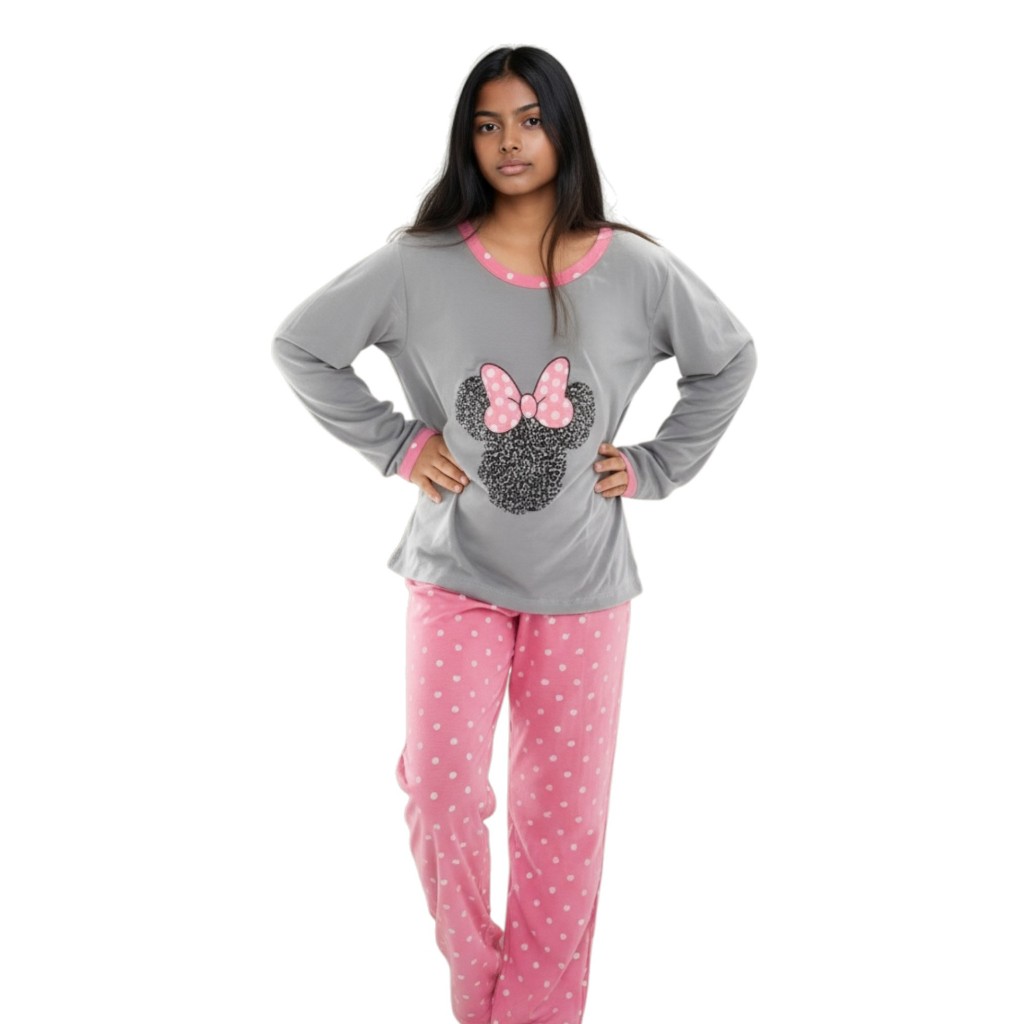 Pijama Infantil Feminino Meninas Manga Longa Inverno Calça Listrada com Silk Sortidos