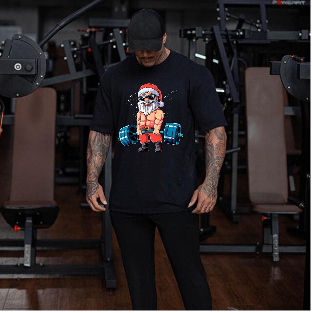 Camiseta Oversized Premium Estampa Noel Maromba Blusão 100% Algodão Academia Treino Natalino