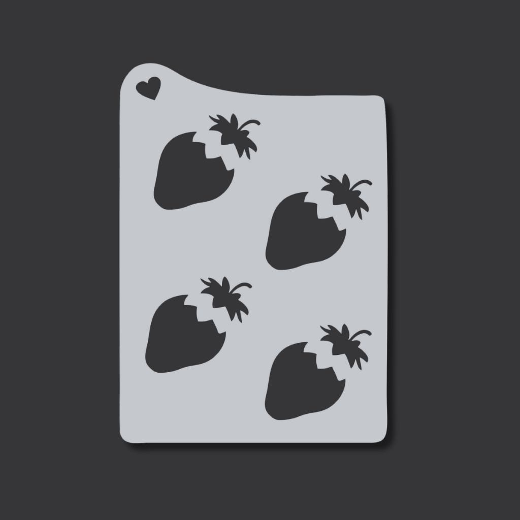 Stencil 13 x 10 Molde Vazado Fruta Morango para Pintura Tecido Pano de Prato Artesanato Roupas