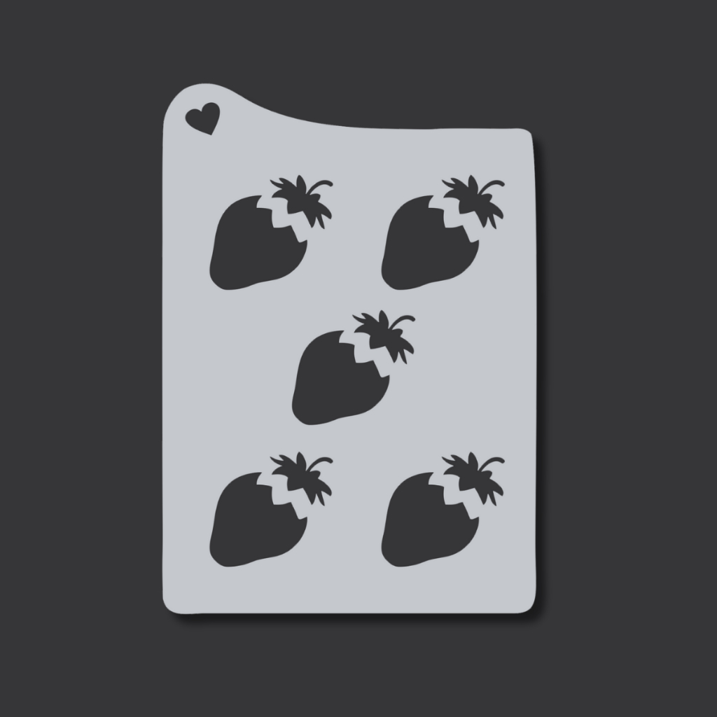 Stencil 5 Morangos Frutas Molde Vazado para Pintura, Tecido, Pano de Prato, Artesanato, Mdf, Madeira