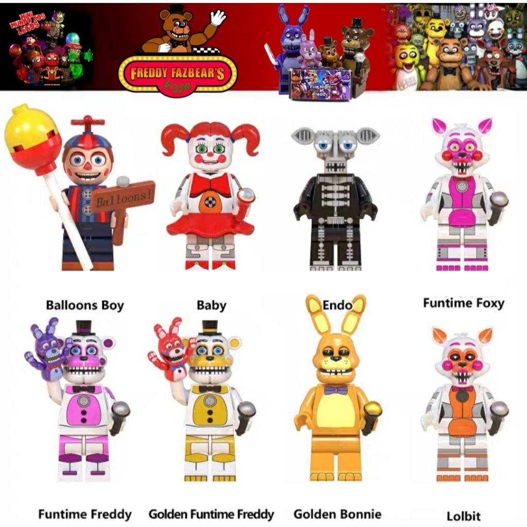 fnaf Five Nights at Freddy M Night Bear Fazbear Midnight Chica Bonnie Foxy Golden Funtime Ballons Boy terror