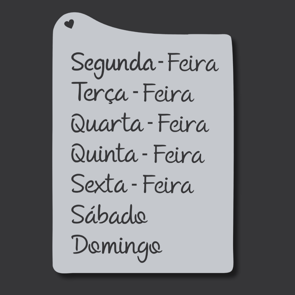 Stencil Semaninha Molde Vazado Dias Da Semana Calendário para Pintura Tecido Pano Prato Artesanato