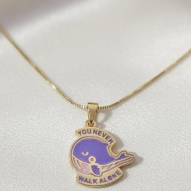 Colar Whalien | Pingente Baleia Fanmade BTS K-pop Army | Banho de Ouro 18k | Hipoalergênico | Joia K-pop