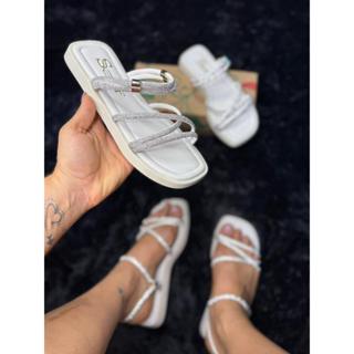 Papete Flatform Sanf Brilho Feminino Confortável Ajuste Strass Elegante Ajustável Leve Macia Dia em Oferta na Shopee