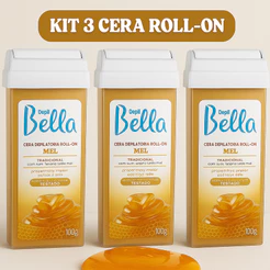 Kit 3 Cera Refil Depilatória Roll-On Mel Depil Bella 100g Depilação Corporal