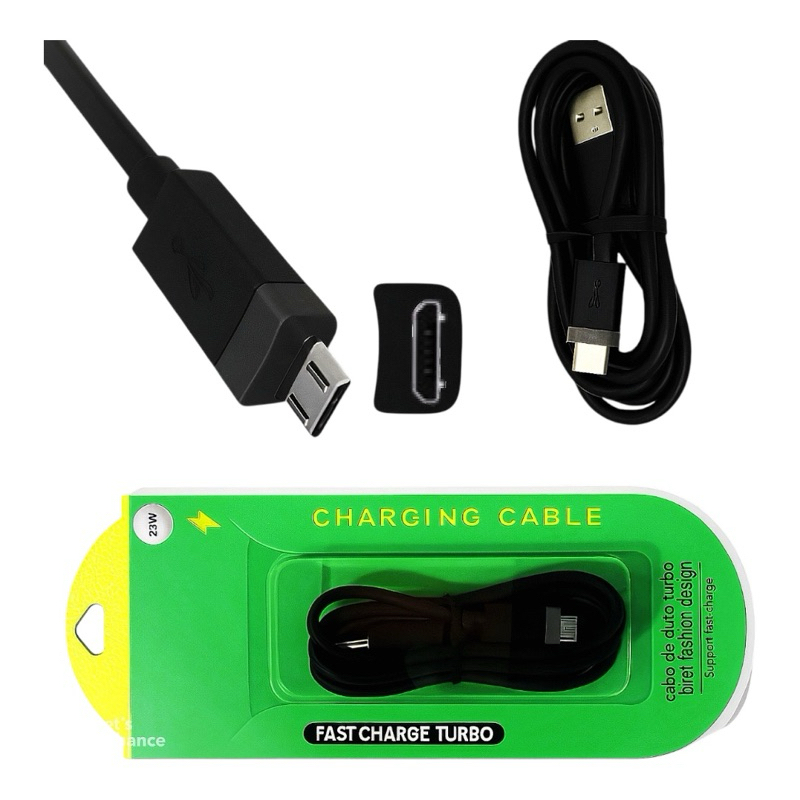 Cabo Micro USB Turbo 25W Reforçado 1 Metro – Carregamento Rápido e Durável