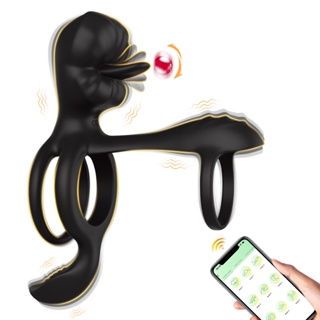 3 motores Vibrador de anel peniano com controle remoto e vibração de 9 frequências, brinquedo adulto com língua ponto G em Oferta na Shopee