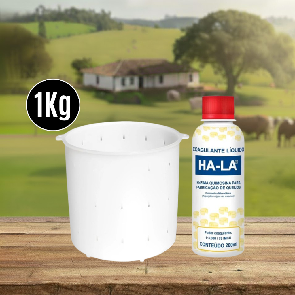 Forma 1kg (Especial e Reforçada)  + Coalho HA-LA 200ml Coagulante de Queijo Minas frescal Ricota