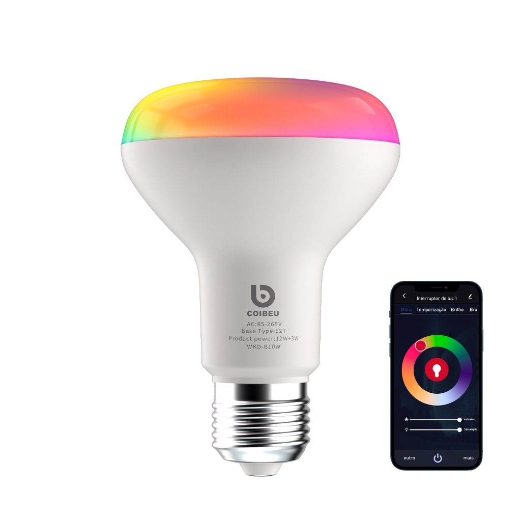 COIBEU 15W Lâmpada LED Inteligente WiFi Controle por Voz Alexa e Google, APP Tuya Bivolt