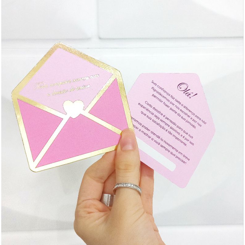 Cartão Postal 9x8,5cm Hot Stamping Agradecimento ao Cliente, Mimo Motivacional Presente Encomenda