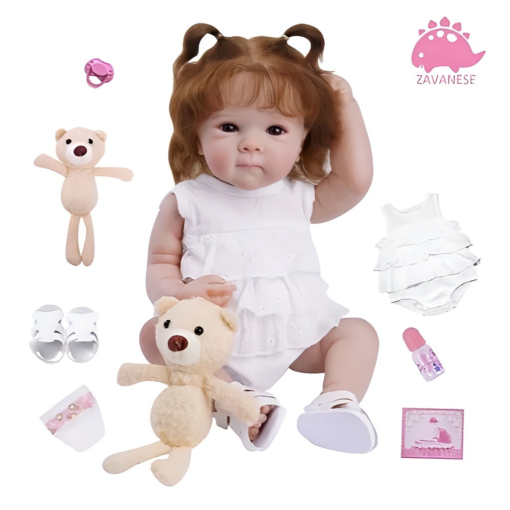 Bonito vestido branco realista reborn boneca 100% silicone pode tomar banho ZAVANESE em Oferta na Shopee