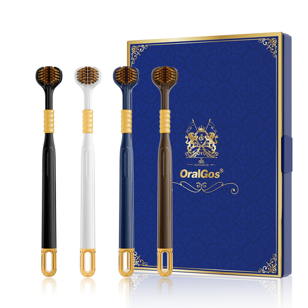 OralGos Escova Dental 3 Lados, Limpeza Completa, Cerdas Macias, Presentes em Oferta na Shopee