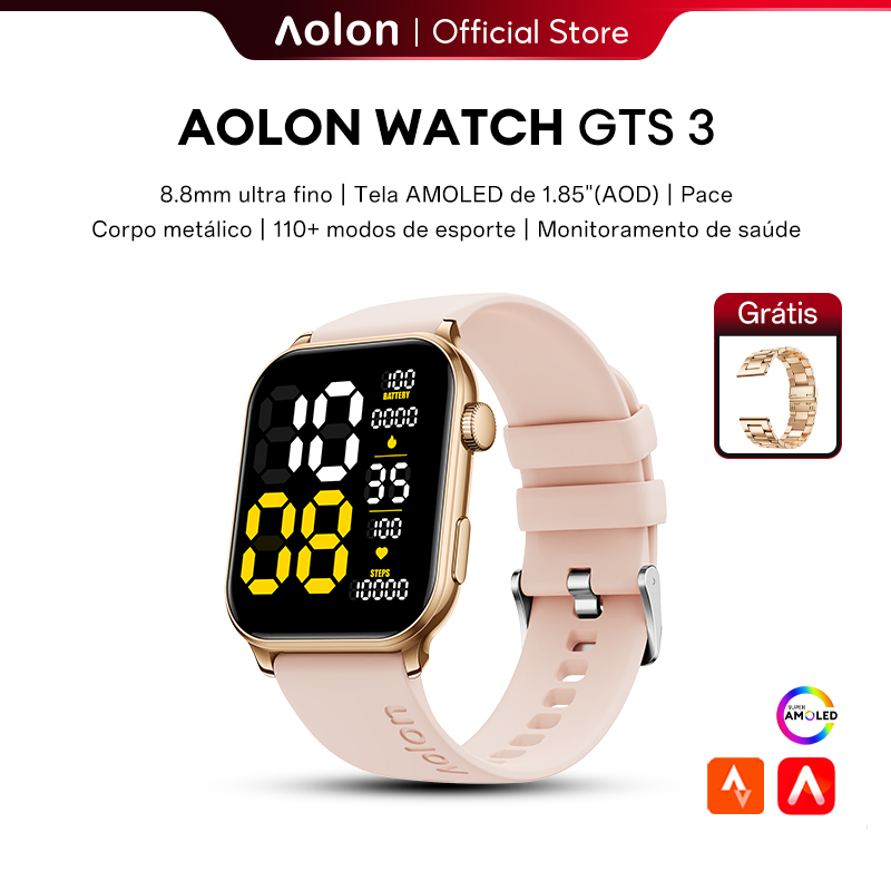 [HOT]Aolon GTS 3 Relógio inteligente feminino  AMOLED ultrafina de 8,8 mm Gestão da Saúde das Mulheres  IP68 Smartwatch