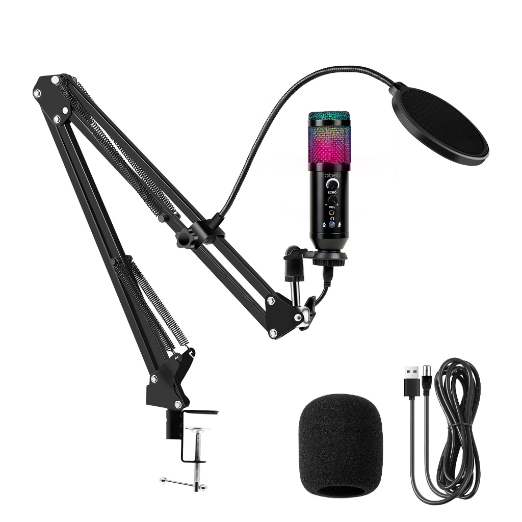 Conjunto profissional de microfone com cancelamento de ruído para estúdio, blog e streaming USB Condensador PC Kit RM800