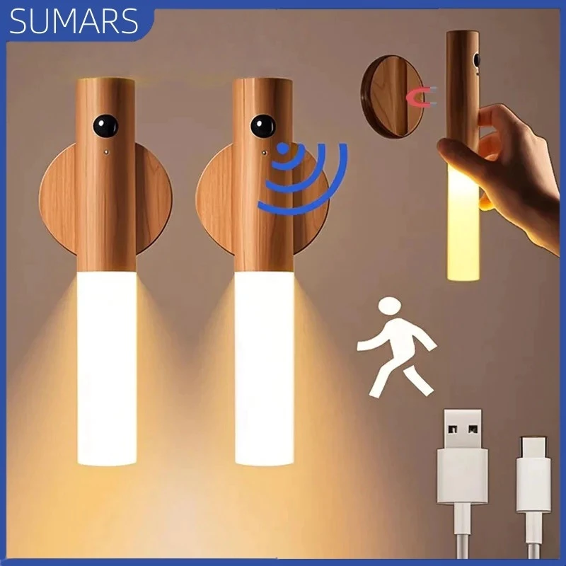 Luminária LED Inteligente com Sensor Movimento Magnética Recarregável para Parede Luz Quente — imagem 1