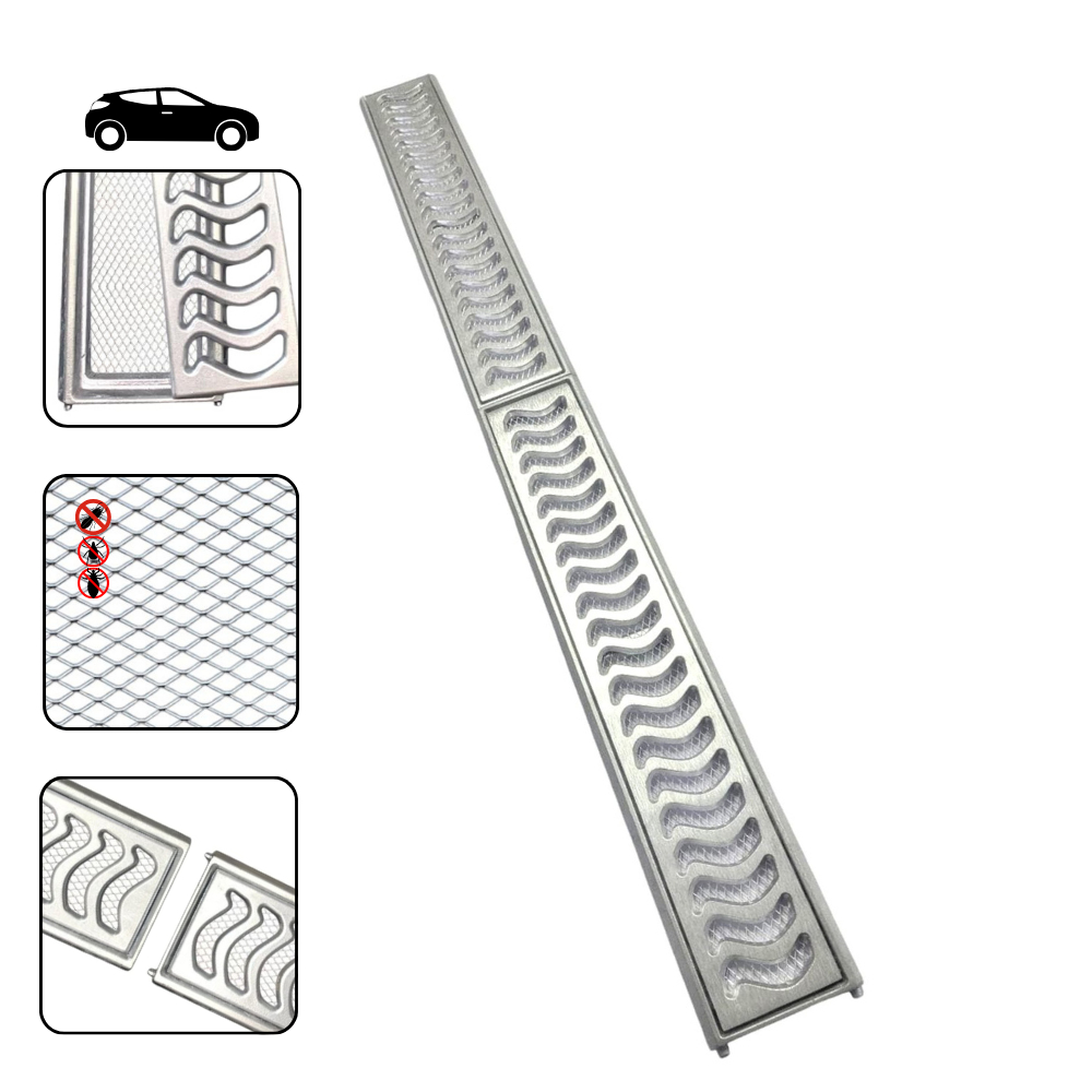 Ralo Grelha Linear 10x250cm Com Tela E Aro De Fixação(5 peças de 10x50cm)
