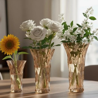 Vaso De Vidro Diamond Âmbar Metalizado Para Mesa Flor Lyor em Oferta na Shopee