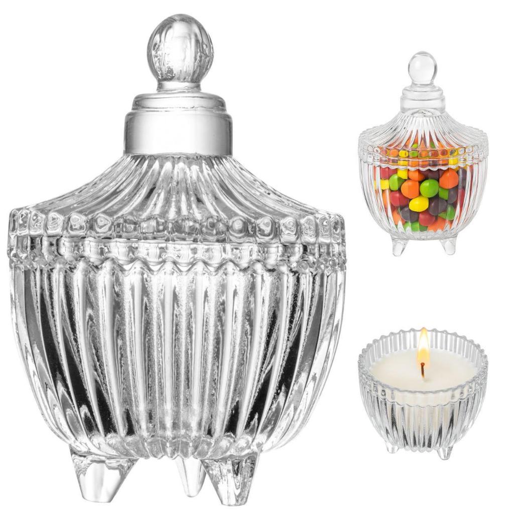 Potiche Transparente de Vidro Decorativo P/ Organização de Festa Doce Bijuteria Vela Design Elegante Pote Versátil