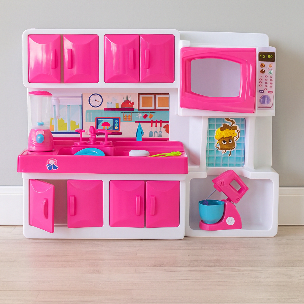 Cozinha Infantil Rosa Brinquedo Menina Com Pia Armário Fogão Panelinhas Brincar De Casinha Educativa