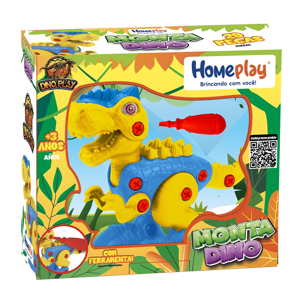 Brinquedo Monta Dino T-rex 28 Peças Dino Play - Homeplay