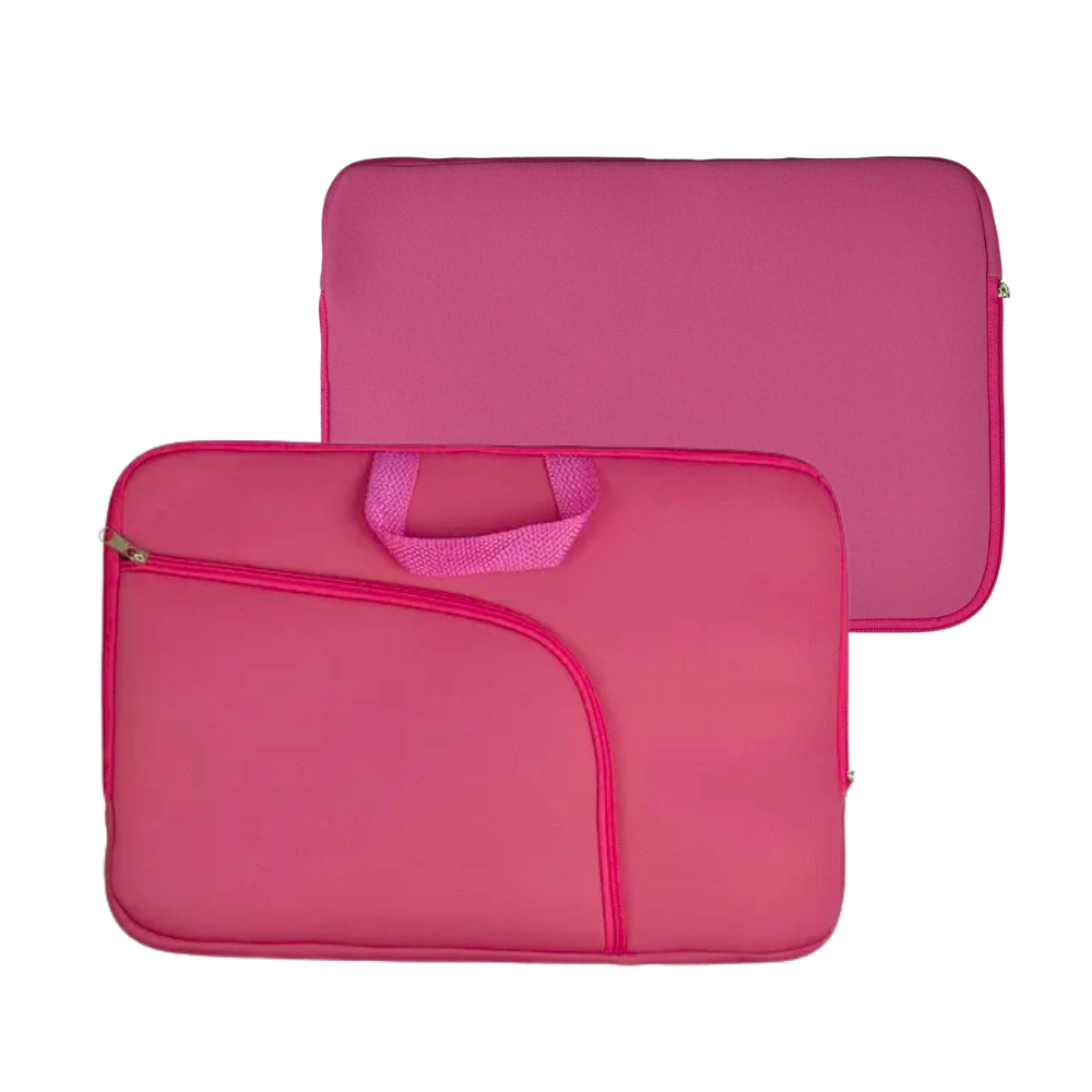 Capa Estojo Rosa Para Notebook/Macbook - Com Bolso na Frente e Alça!