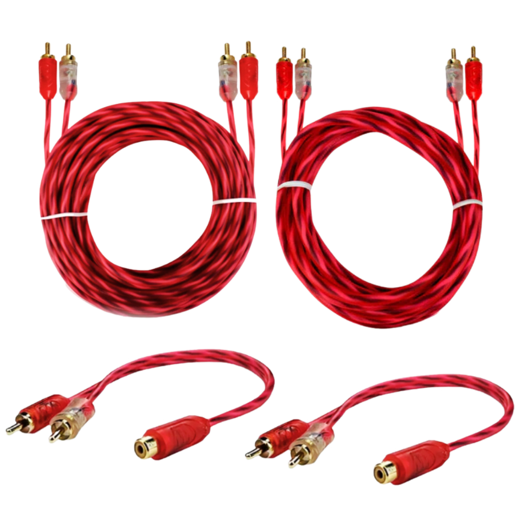 Kit 1 Cabo Rca 5mts + 1 Cabo 1m + 2 Y 2m1f Semi Blindado Cristal Bronze Áudio e Vídeo