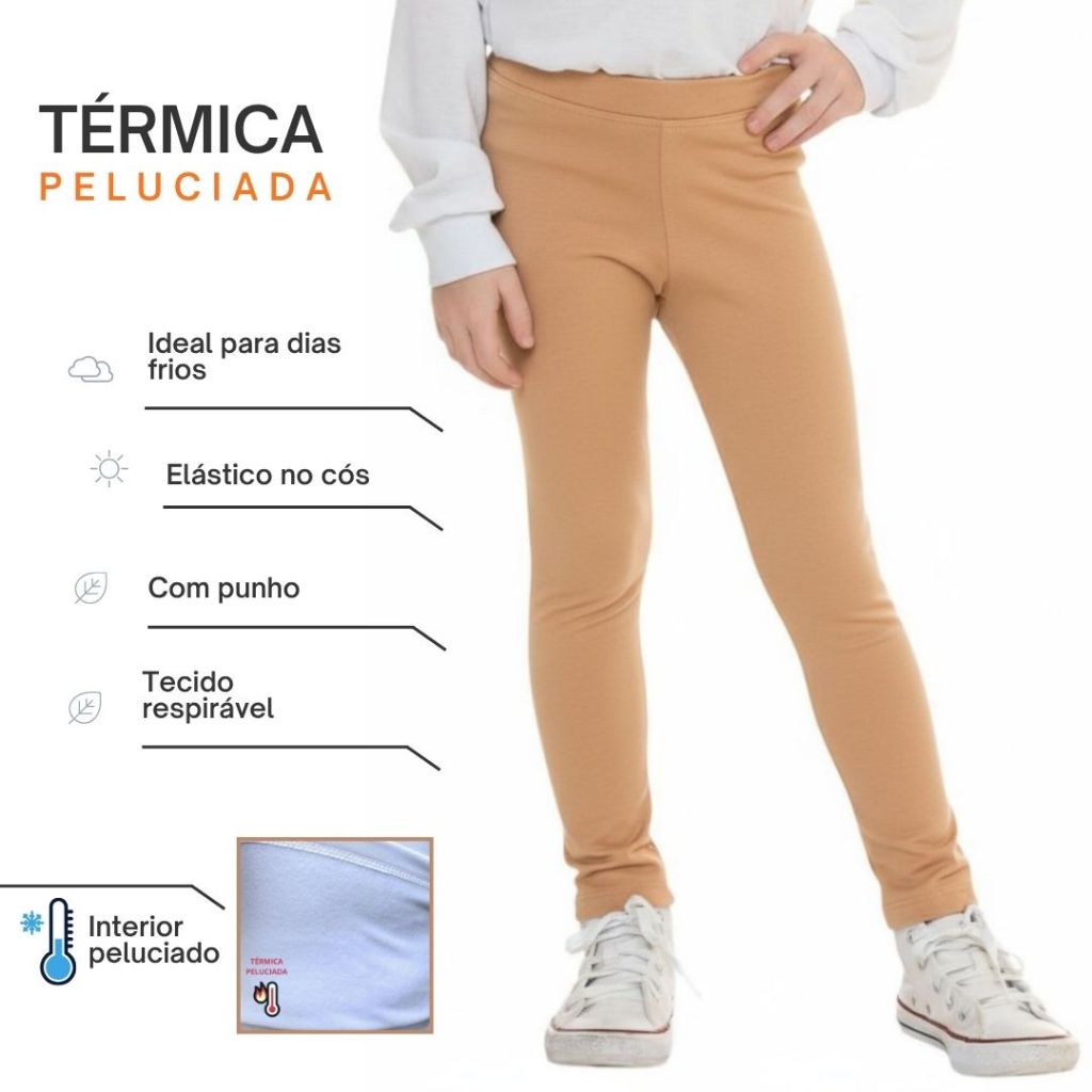 Calça Infantil Menina Térmica Segunda Pele Peluciado Menino Proteção ao Frio Unissex Menino