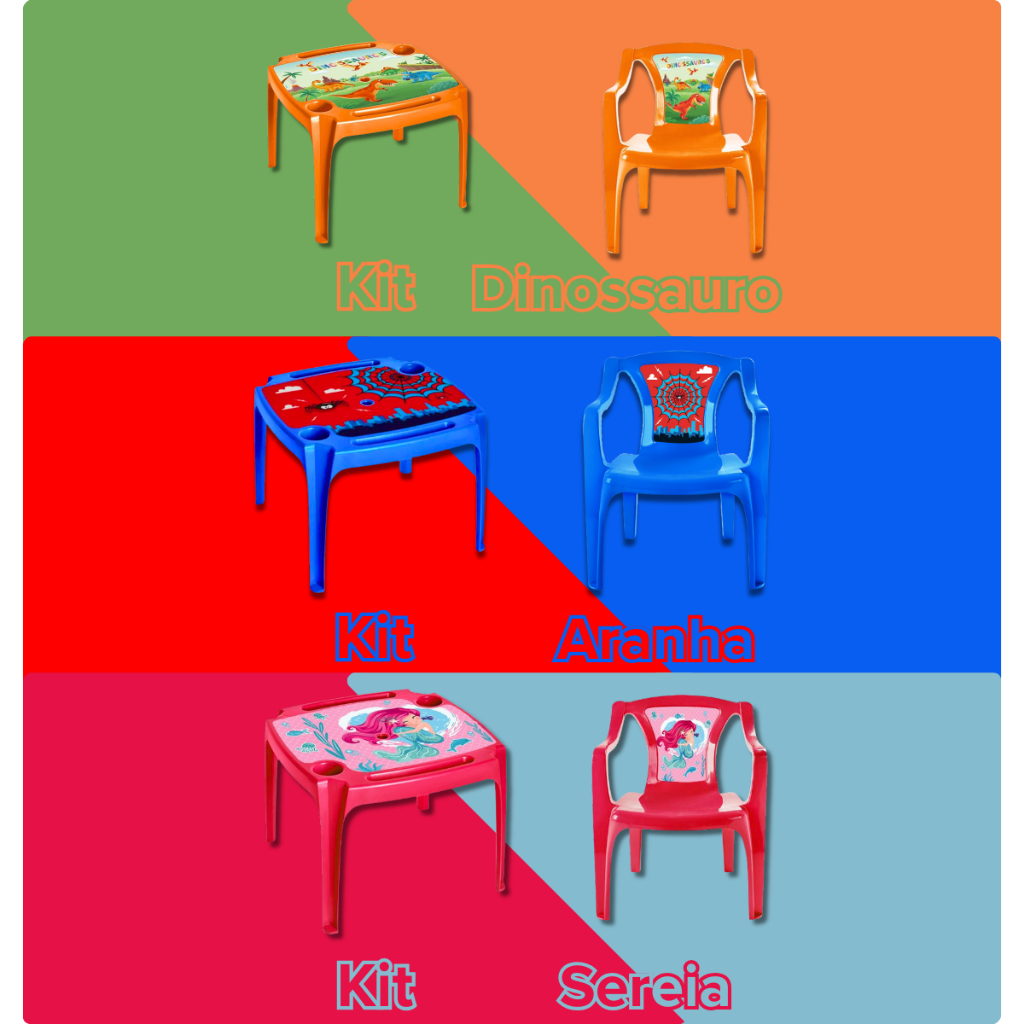 Kit Jogo Conjunto De 1 Mesa E 1 Mini Cadeira Poltrona Infantil Com Label Para Pintar Brincar Comer em Oferta na Shopee
