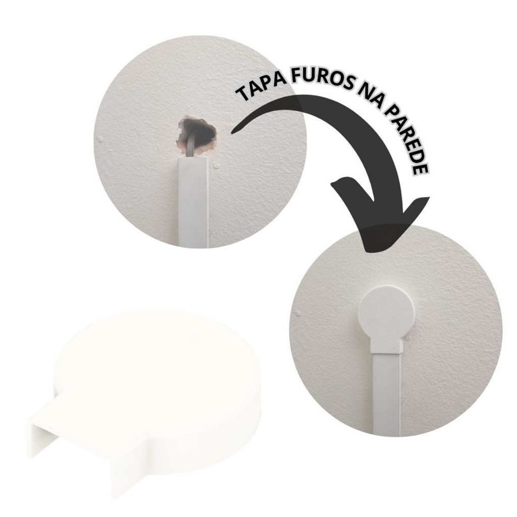 Acabamento Canaleta Tapa Furo Parede Branco 20x10mm