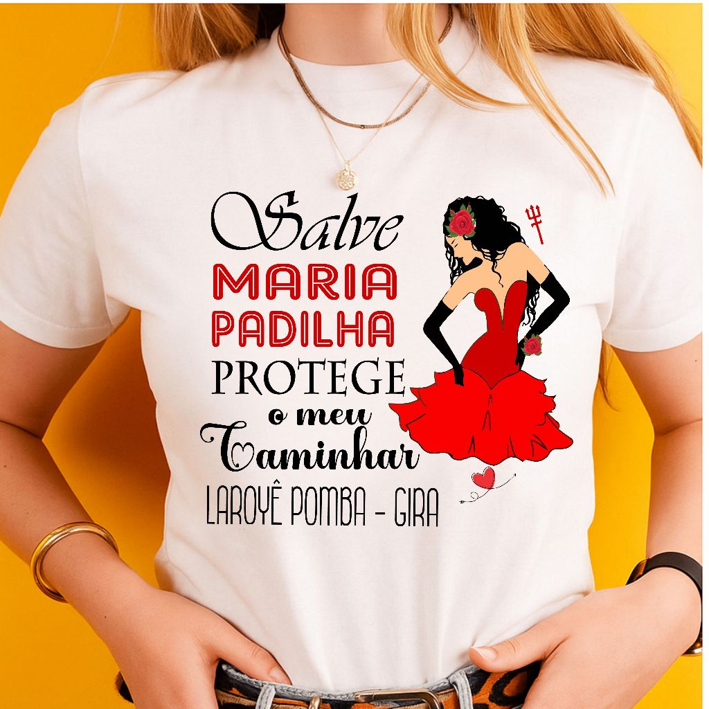 CAMISETA UNISSEX OU BABY LOOK POMBA GIRA MARIA PADILHA