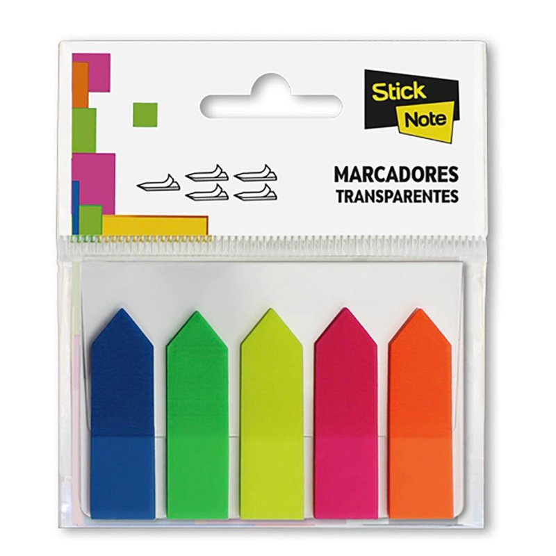 Marcador de página 42x12mm c/ 5 cores transparente Stick Note BT 125 UN