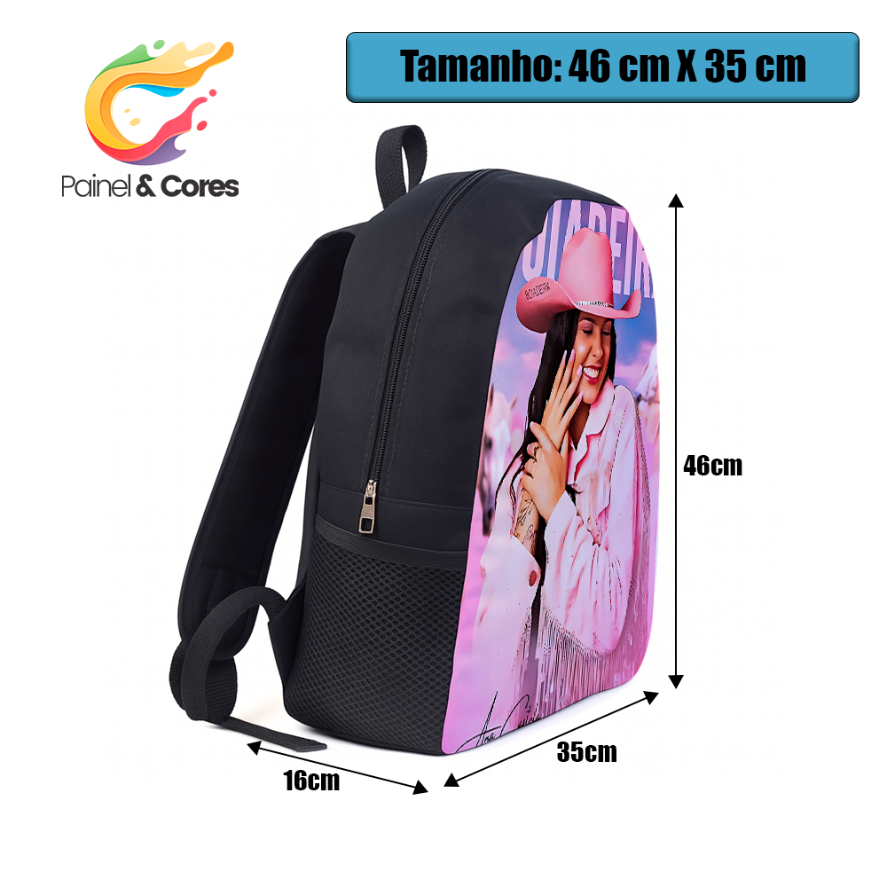 Mochila Ana Cstela Rosa Cantora Alça Reforçada Infantil Juvenil de Lona