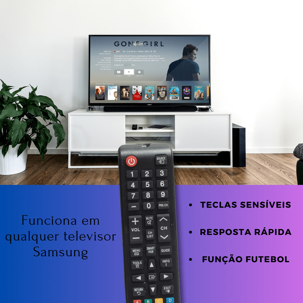 Kit Controle Remoto Compatível Samsung Smart TV com Pilhas Inclusas Pronto para Uso