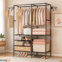 Guarda Roupa Portátil Arara Multifuncional com Cabideiro e Sapateira