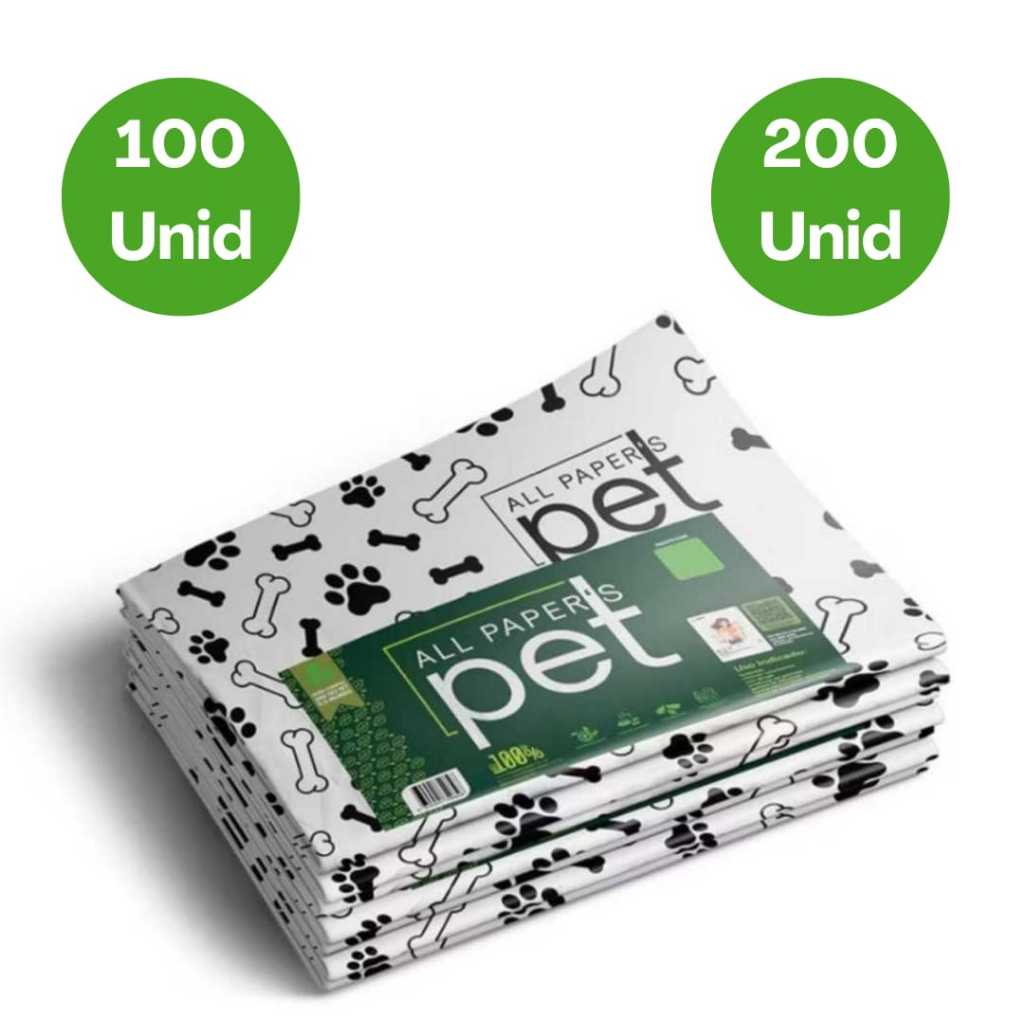 Kit Jornal Papel Pet All Papers 50 Folhas 900g Tapete Pet Biodegradável FOLHAS GRANDES 64 ×58