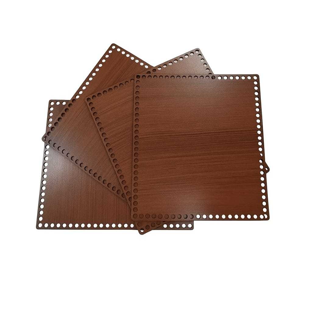 Kit 4 Base Retangular 20x30 cm MDF Tabaco para Bandeja Cesto Crochê Fio de Malha