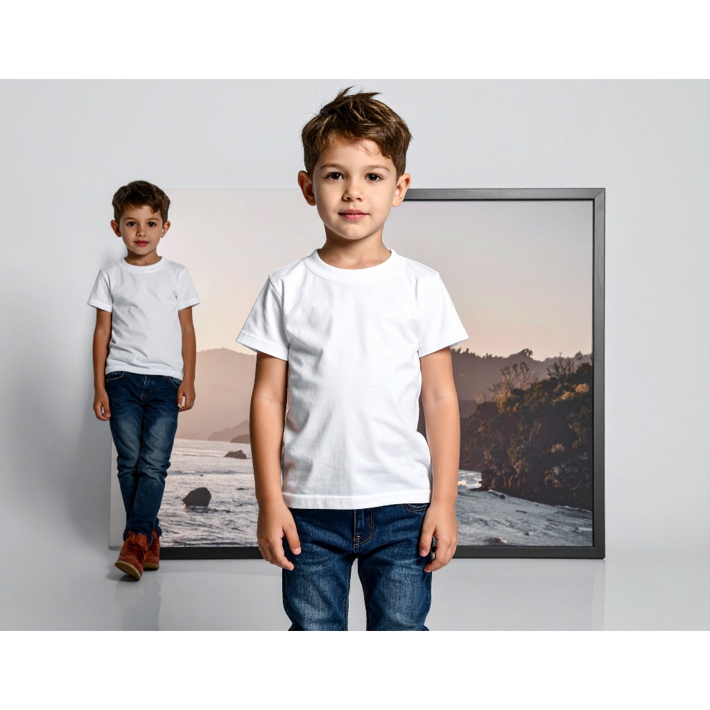 Camiseta Básica Criança/Infantil/Jovem escolar e Casual Lisa Preto e Branca Masculino e Feminina