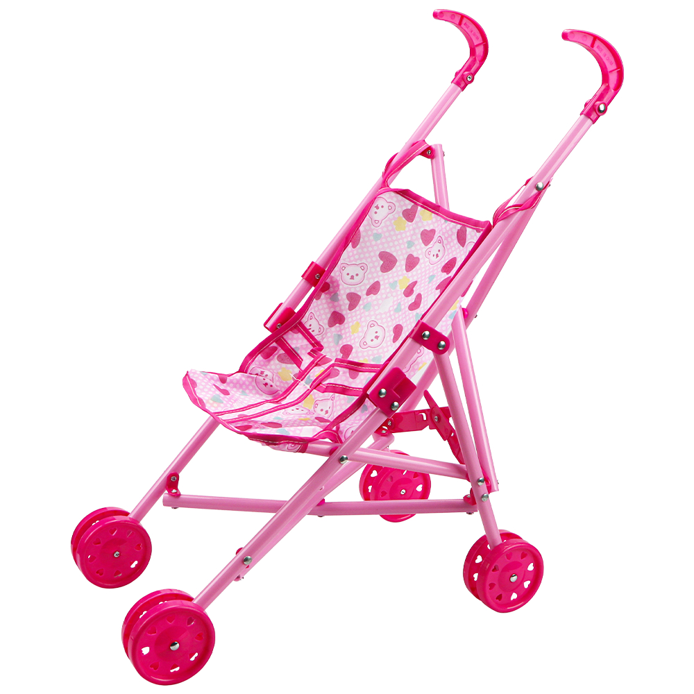 Carrinho de Boneca Rosa Girls Dobrável de 53cm - Homeplay