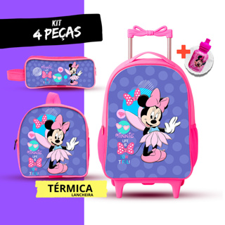 Kit Mochila Escolar Minnie + Lancheira Térmica + Estojo em Oferta na Shopee