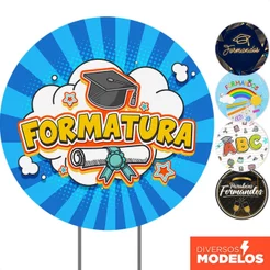 Painel de Festa Redondo Decoração Formatura Em Tecido 1,50m Com Elástico
