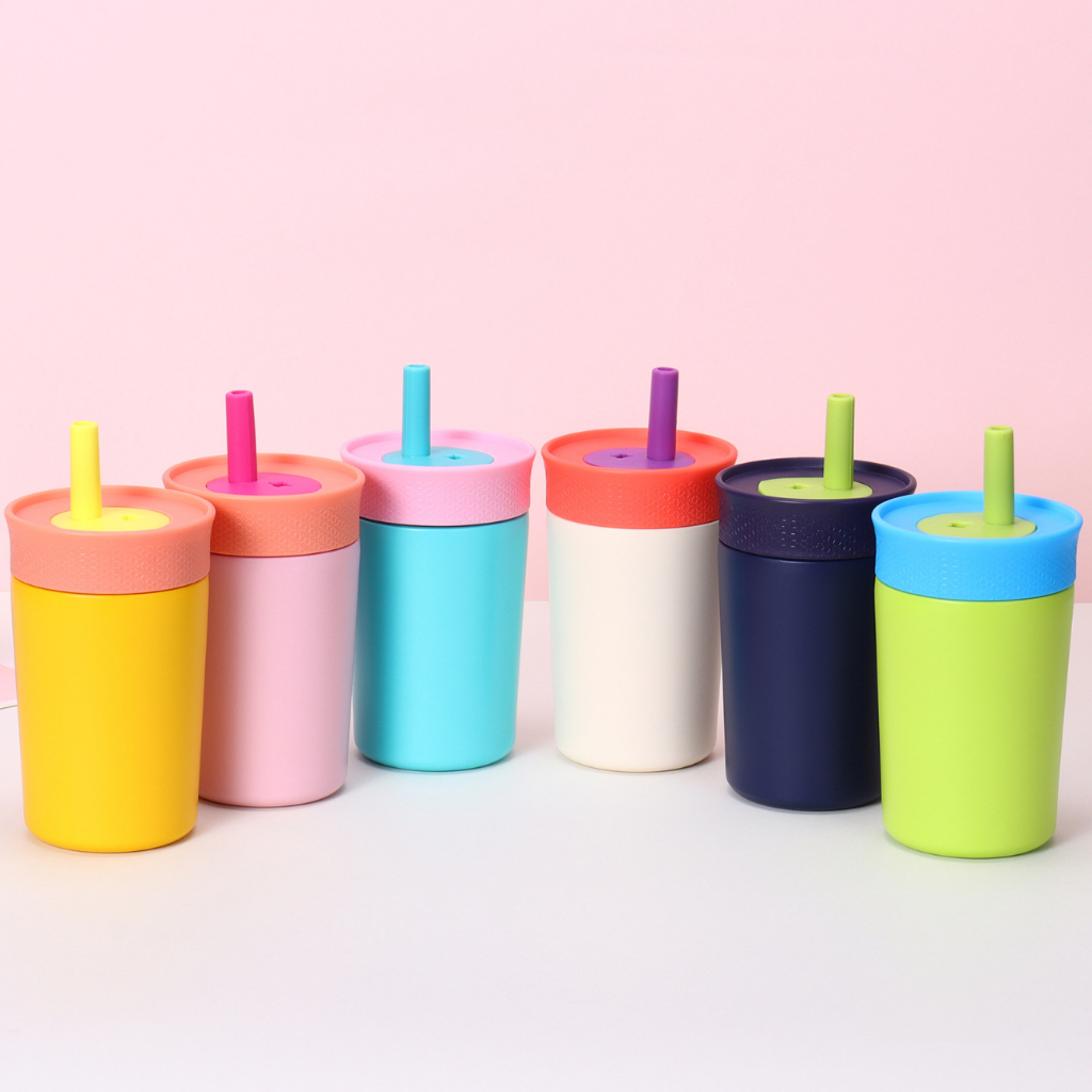 Copo Térmico Infantil com Canudo de Silicone 350 ml