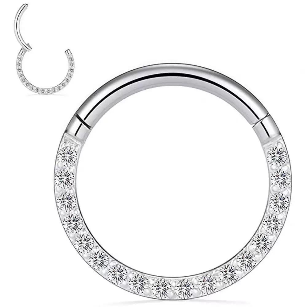 Piercing Nariz, Helix, Tragus, Septo Cravejado com Zircônia Prata