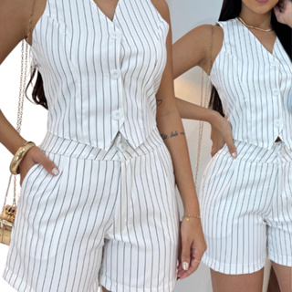 CONJUNTO RISCA DE GIZ COLETE+SHORT FEMININO NOVA em Oferta na Shopee