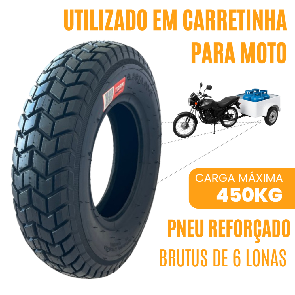 Pneu 4.80/4.00-8 Brutus Caretinha De Carga 6 Lonas 450kg Toak em Oferta na Shopee