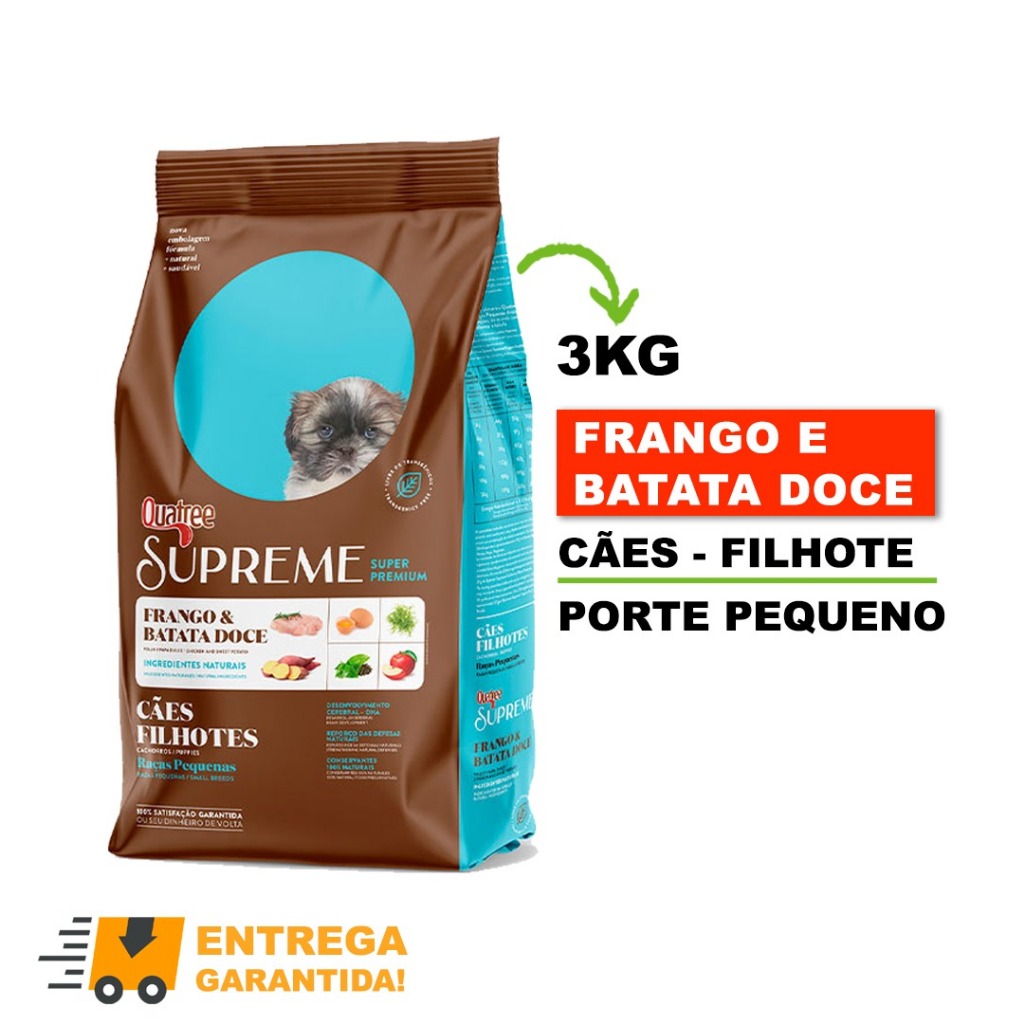 Ração SuperPremium Quatree Supreme Pra Cães Filhotes Raças Pequenas 3Kg-Envio Imediato em Oferta na Shopee