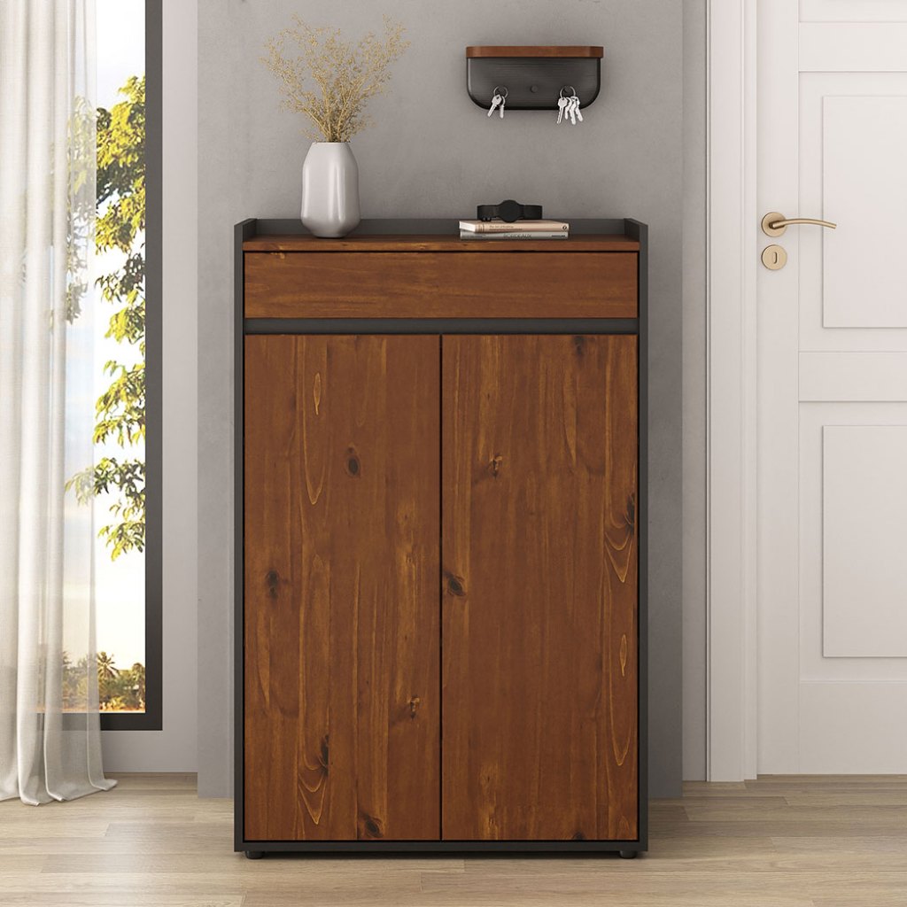 Sapateira de Porta Grande Hall de Entrada Madeira Multiuso Preto Castanho Tilo em Oferta na Shopee