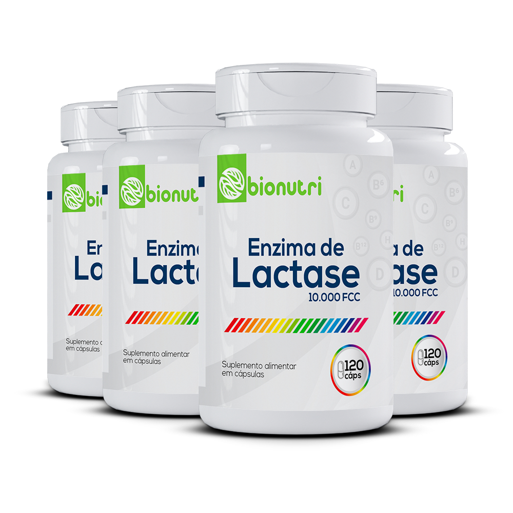 Kit 4x Enzima de Lactáse para Intolerância 10.000FCC  (120 cápsulas) - Bionutri
