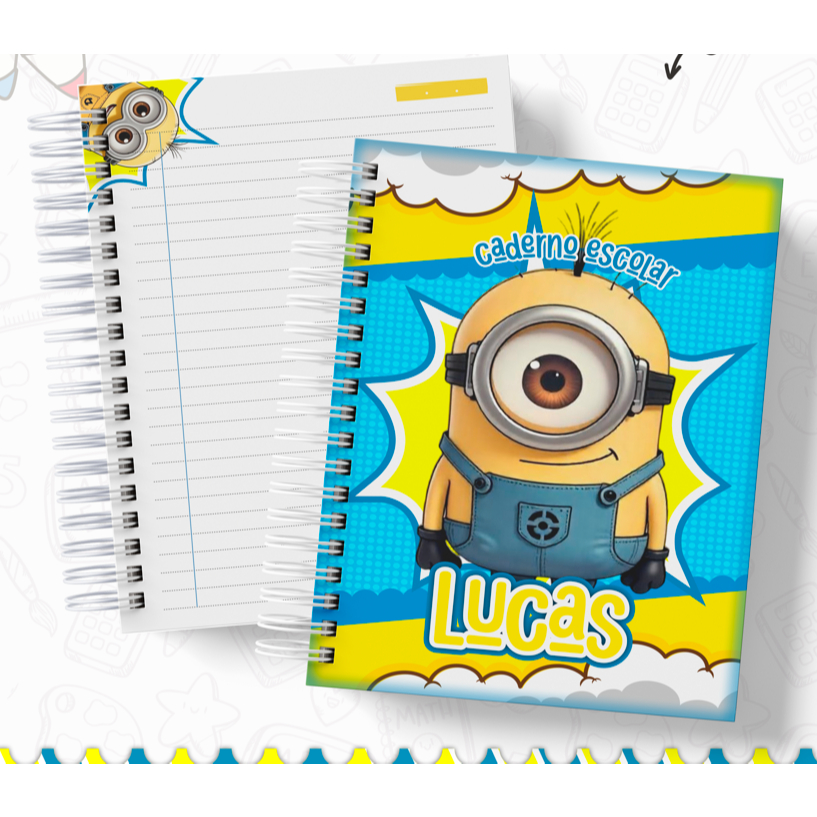 Caderno personalizado Minion - Caderno escolar A5 - Pode ser utilizado como agendar escolar - Minios